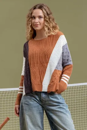 Chloe Cable Knit Crew Neck Sweater