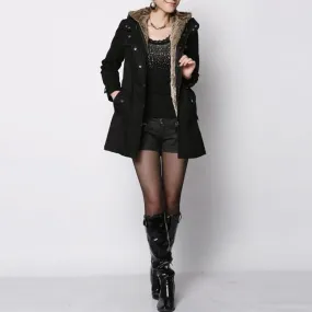 Ladies Winter Coat With Removable Faux Fur