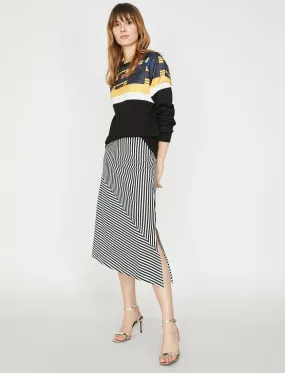 11899 Black Striped Midi Skirt