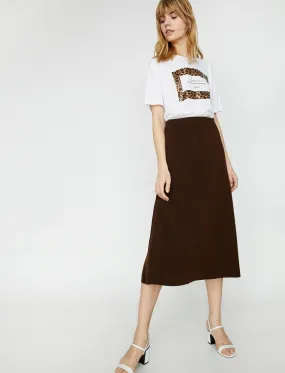 12240 Brown Midi Skirt