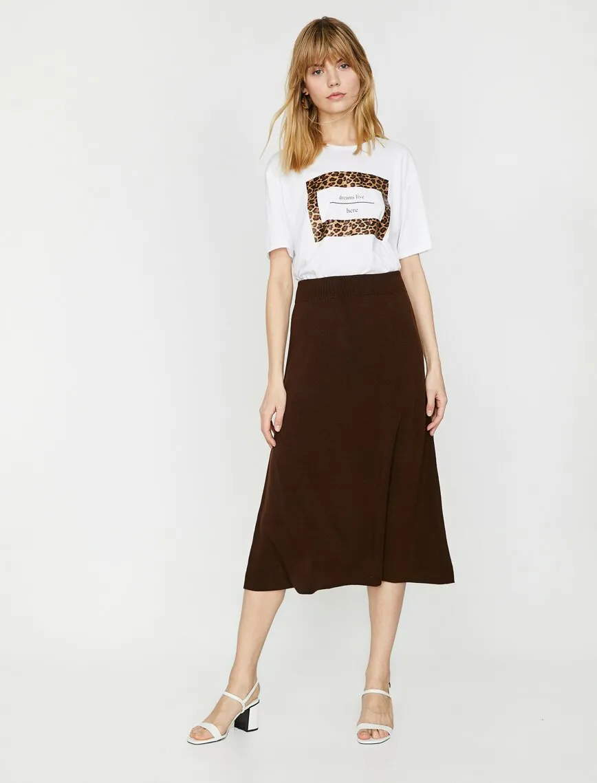 12240 Brown Midi Skirt