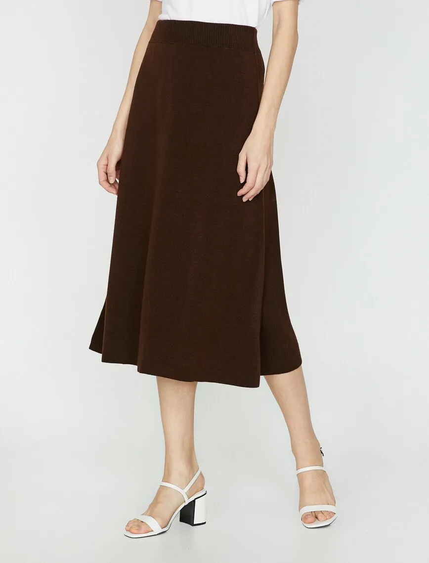 12240 Brown Midi Skirt