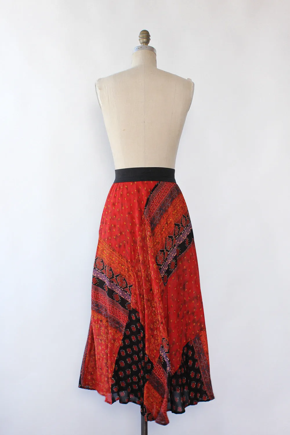 Abstract Mixed Media Flowy Skirt M/L