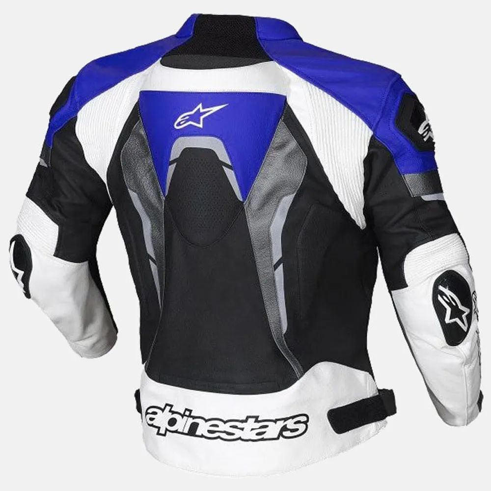 Alpinestars Blue Croes Celer Leather Motorcycle Jacket