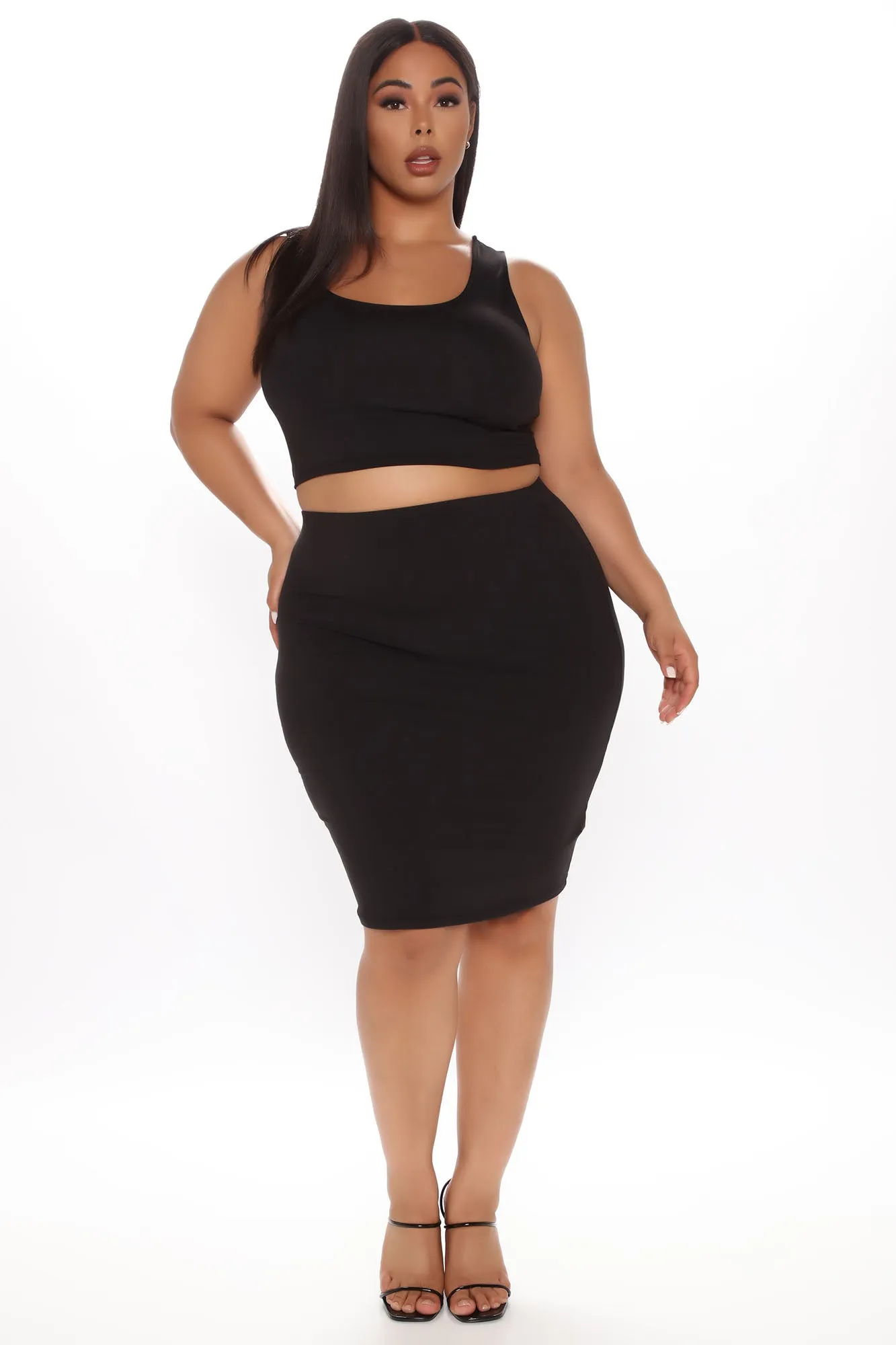 Always Keep It Classy Midi Skirt Set - Black