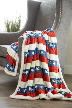 Americana Plush Sherpa Throw Blanket