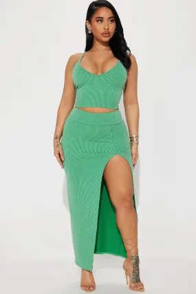 Anaya Ribbed Skirt Set - Green