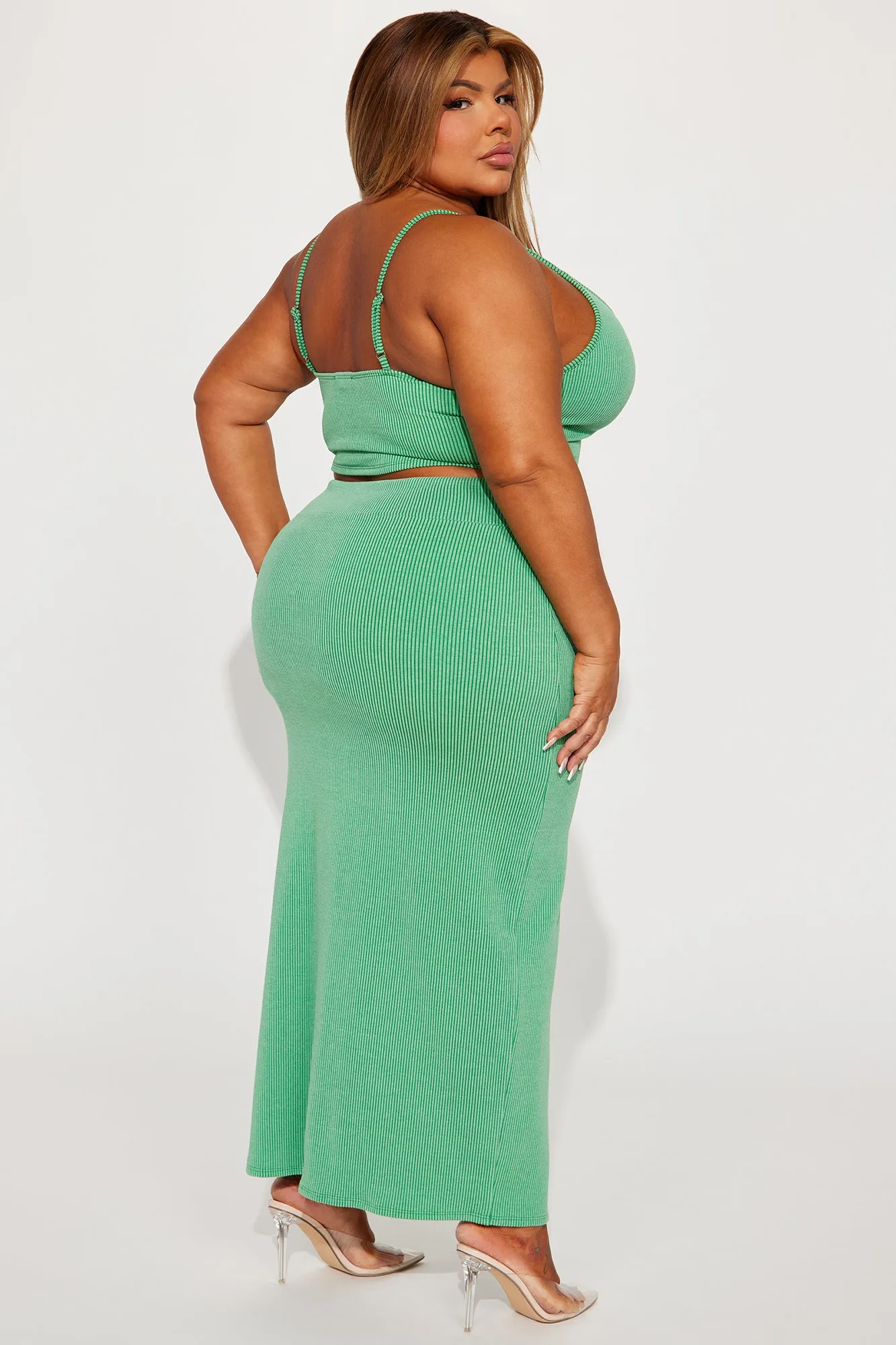 Anaya Ribbed Skirt Set - Green