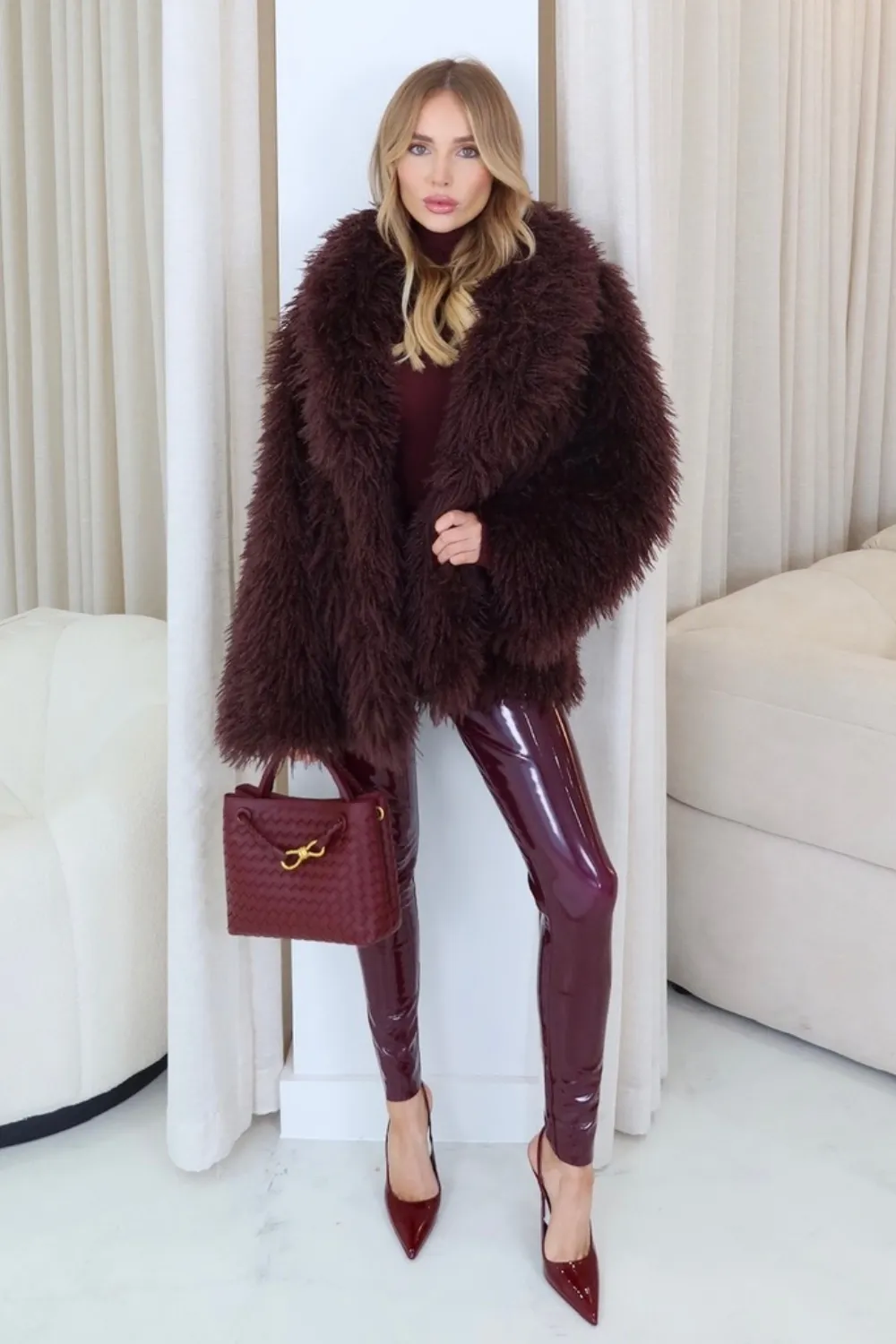 Ava chocolate Mongolian faux fur coat