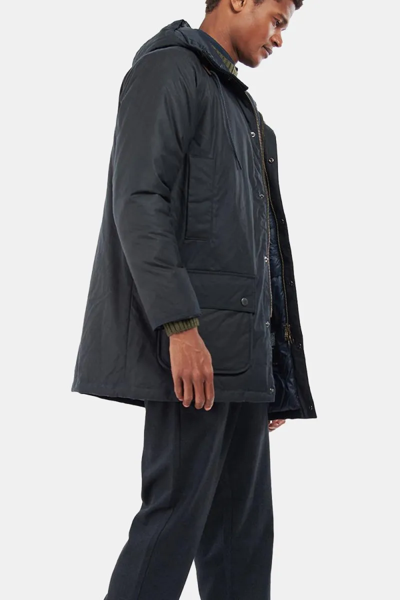 Barbour Hooded Beaufort Waxed Jacket (Navy/Olive Night)