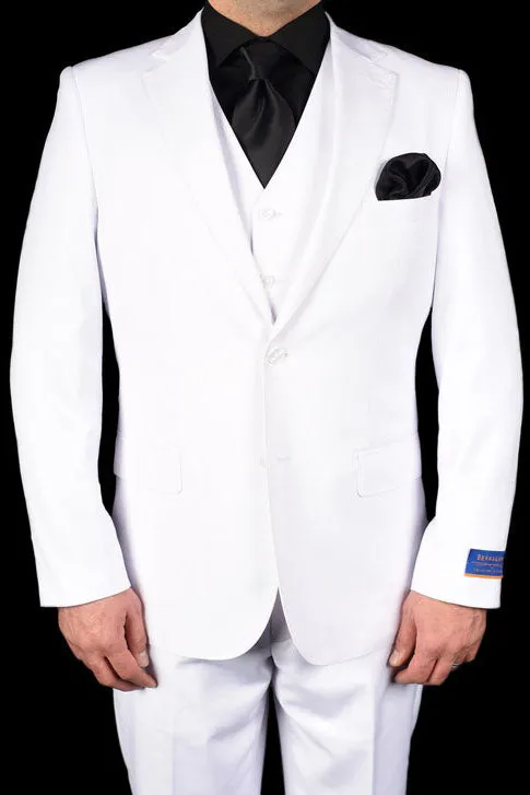 Berragamo "Napoli" Solid White 2-Button Notch Suit