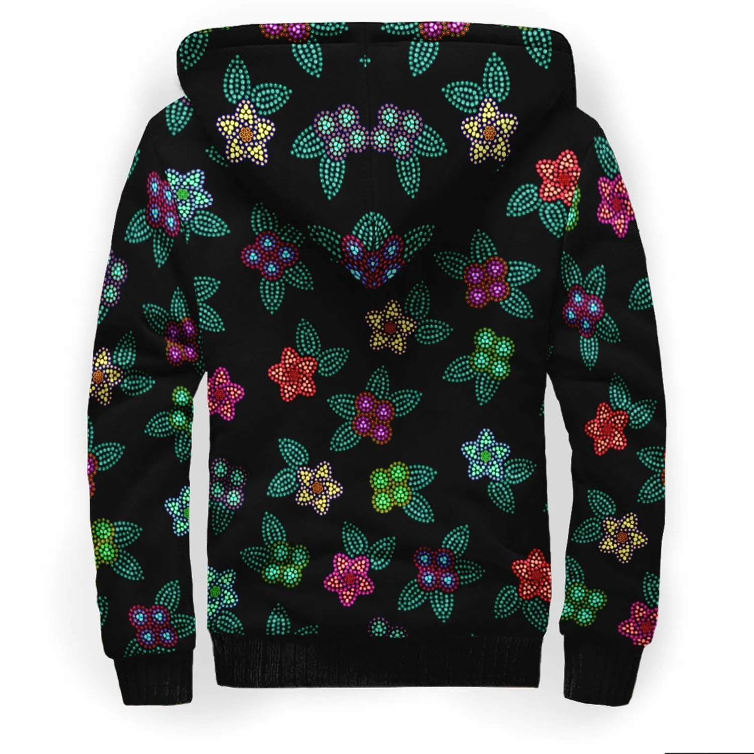 Berry Flowers Black Sherpa Hoodie