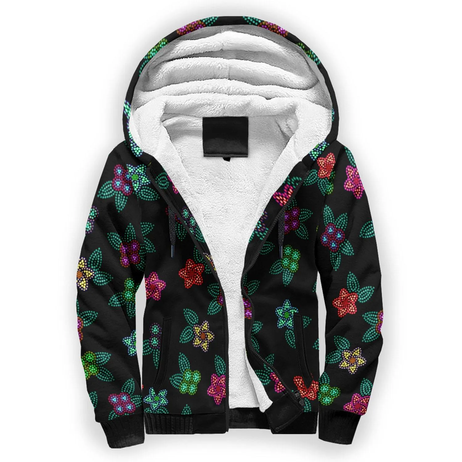 Berry Flowers Black Sherpa Hoodie