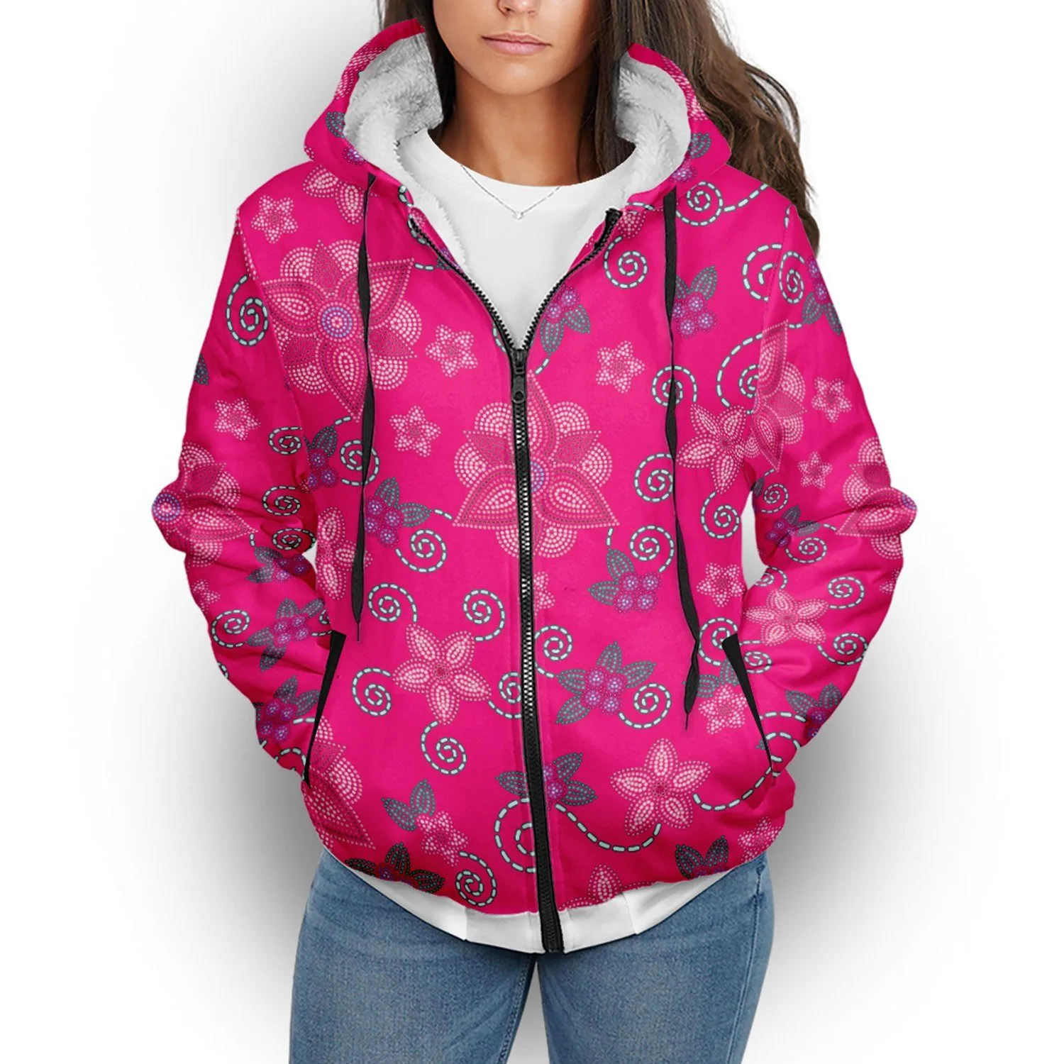 Berry Picking Pink Sherpa Hoodie