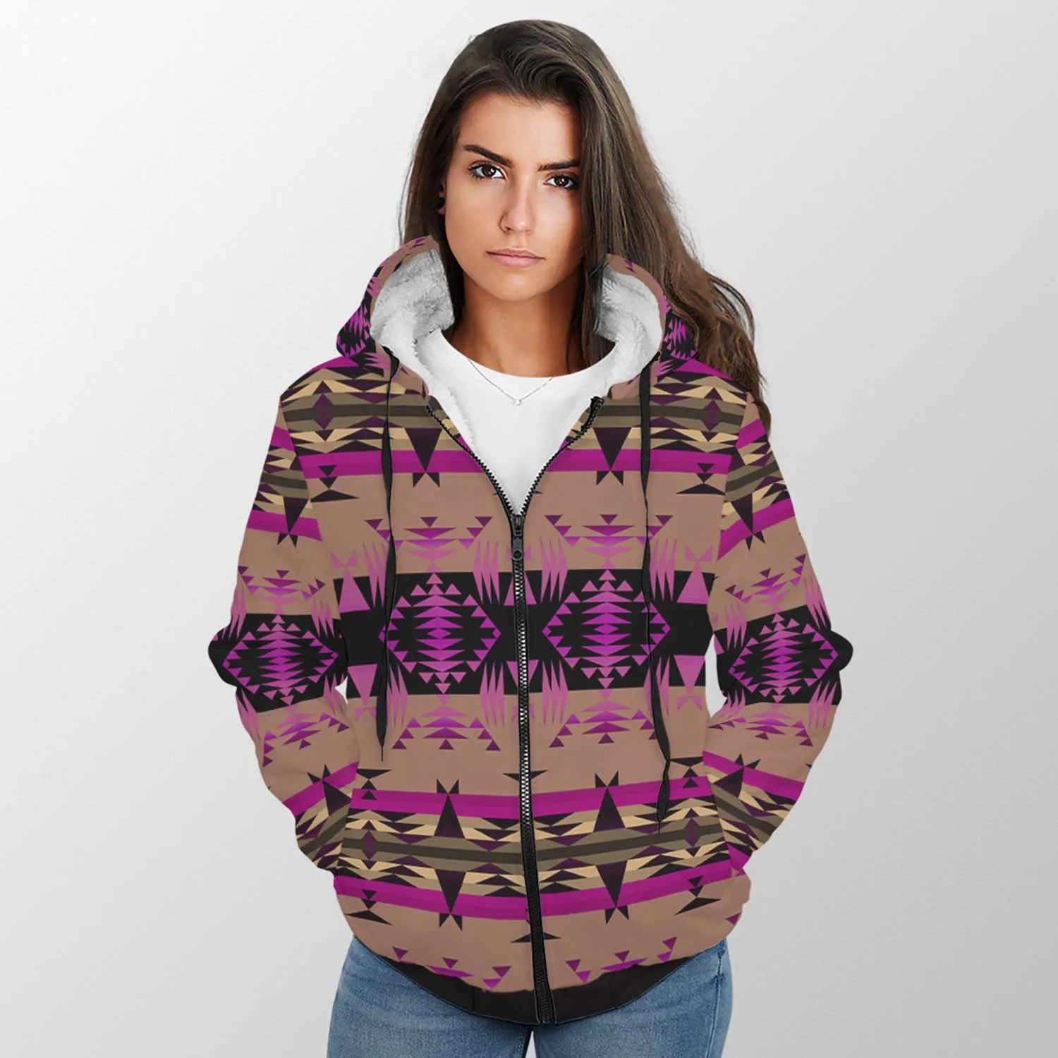 Between the Mountains Berry Sherpa Hoodie