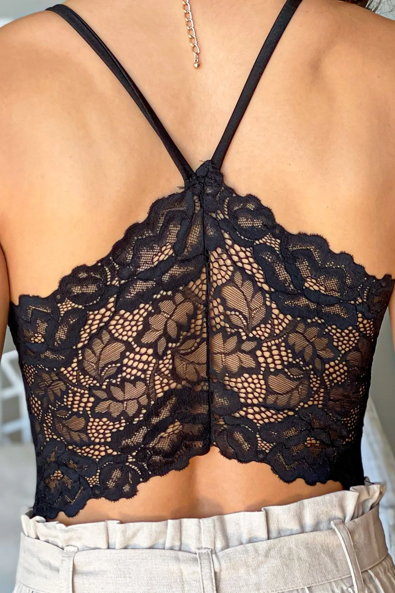 Black Bodysuit with Lace Back