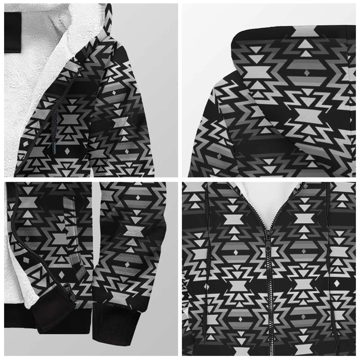 Black Fire Black and White Sherpa Hoodie