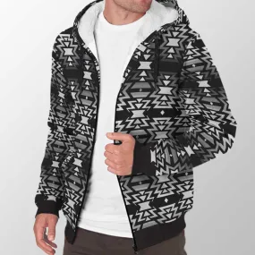 Black Fire Black and White Sherpa Hoodie