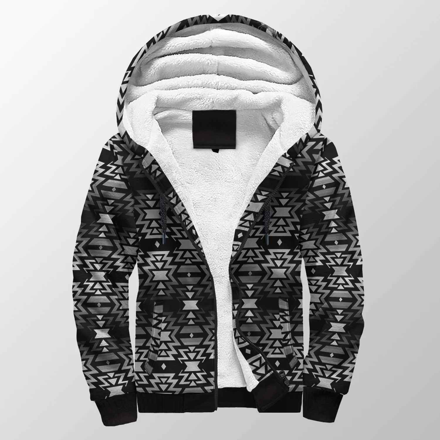 Black Fire Black and White Sherpa Hoodie