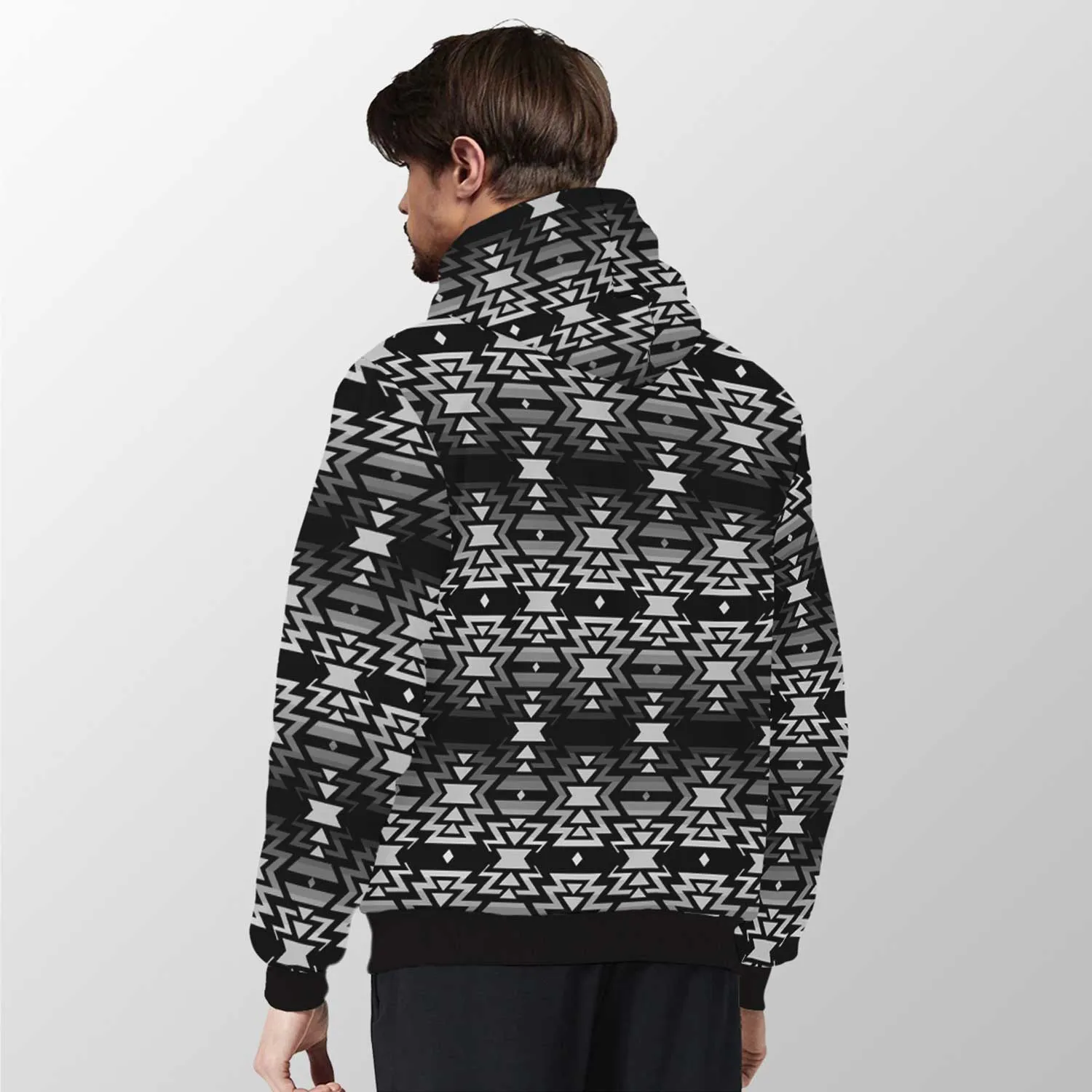 Black Fire Black and White Sherpa Hoodie