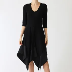 Black Handkerchief Hem Dress