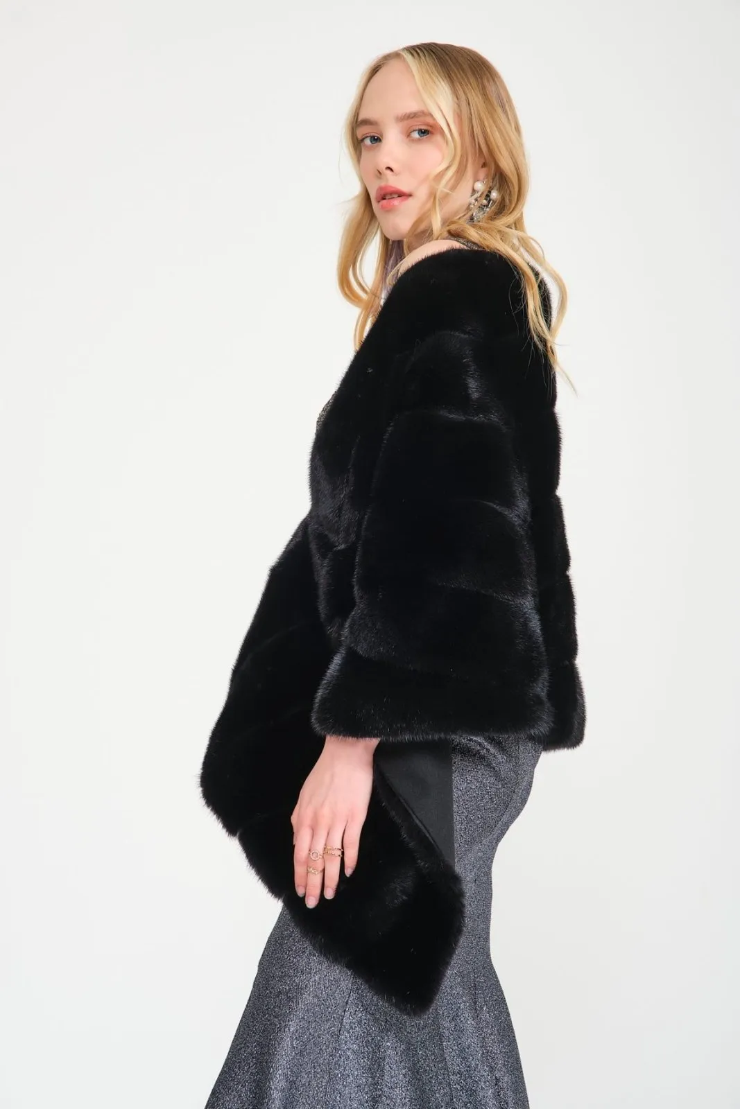 Black Mink Fur Shawl