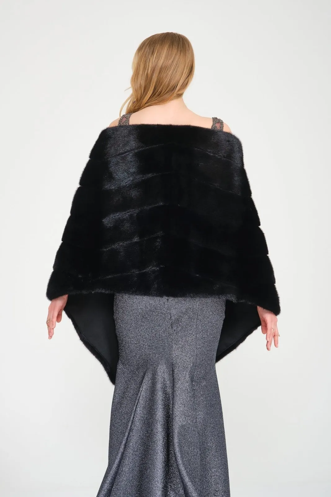 Black Mink Fur Shawl