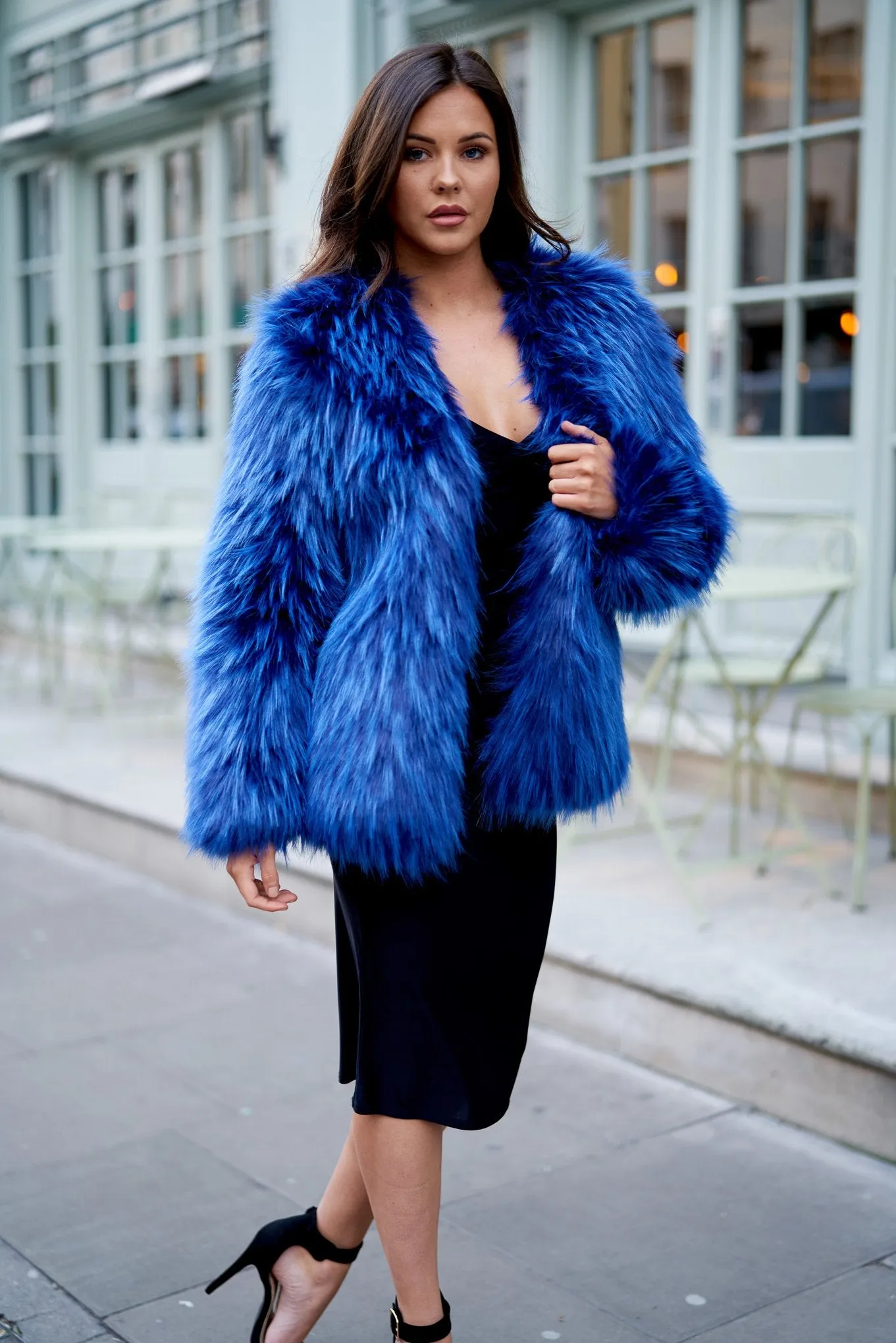 Blue Faux Fur Coat