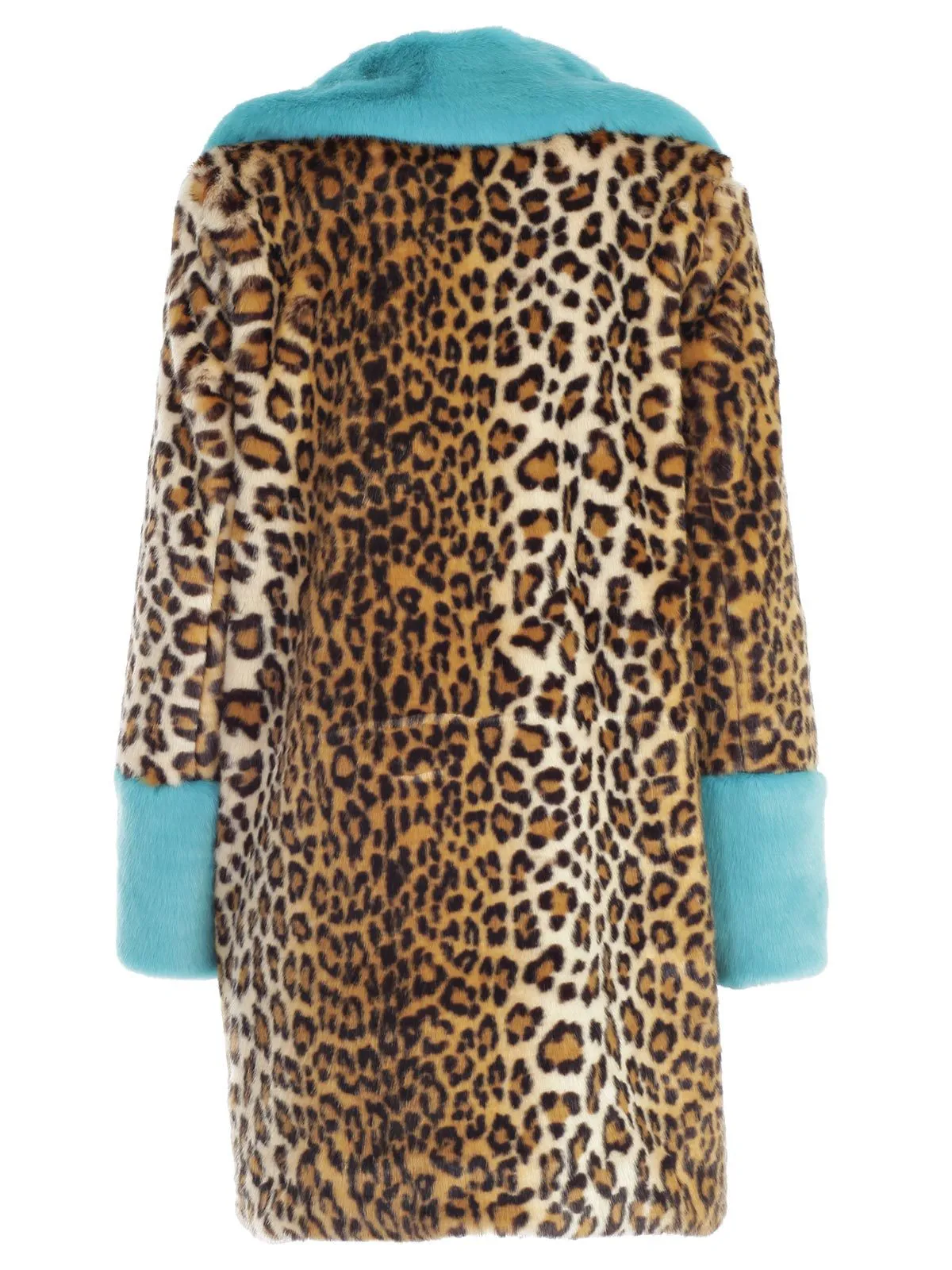 Blugirl Contrasting Leopard Print Faux Fur Coat