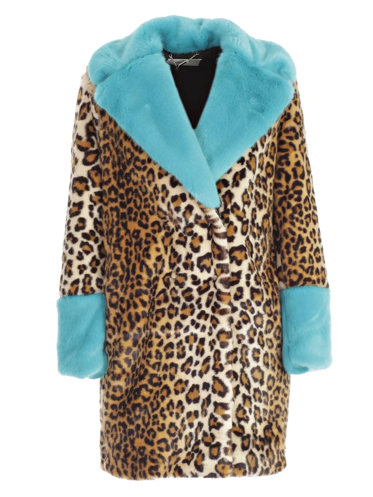 Blugirl Contrasting Leopard Print Faux Fur Coat