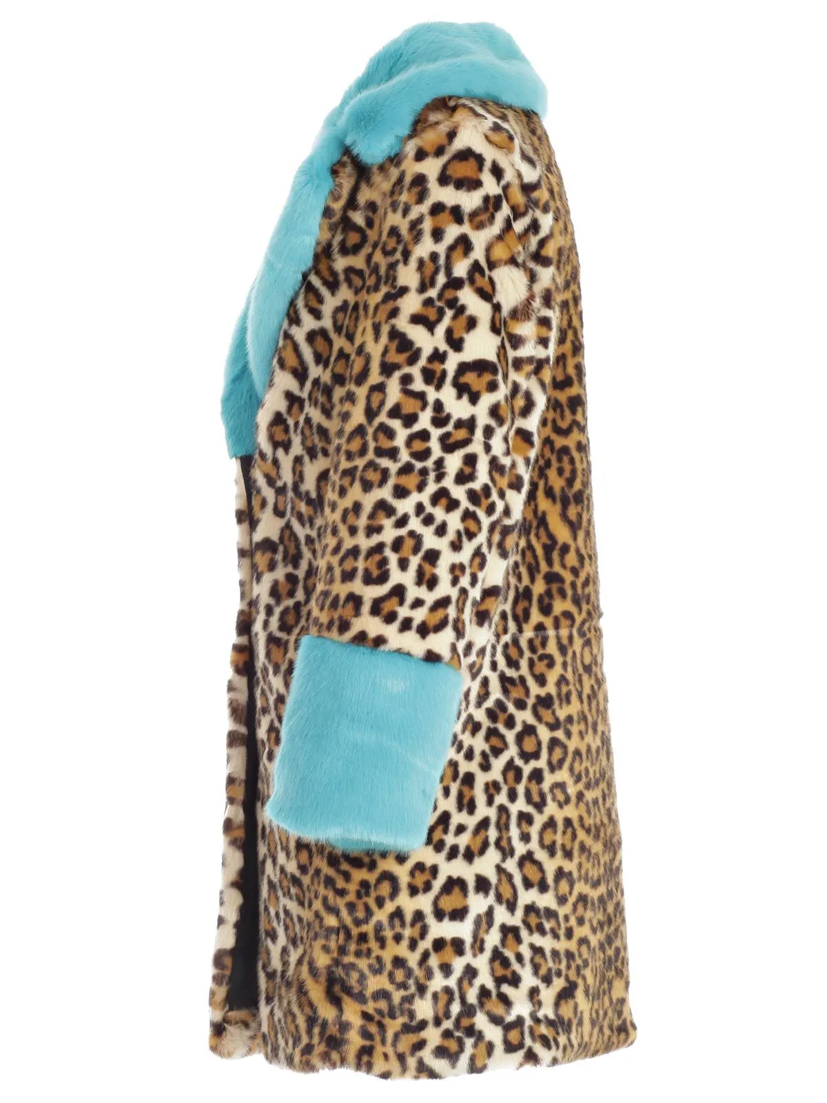 Blugirl Contrasting Leopard Print Faux Fur Coat