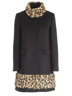 Blugirl Leopard Print Trim Coat