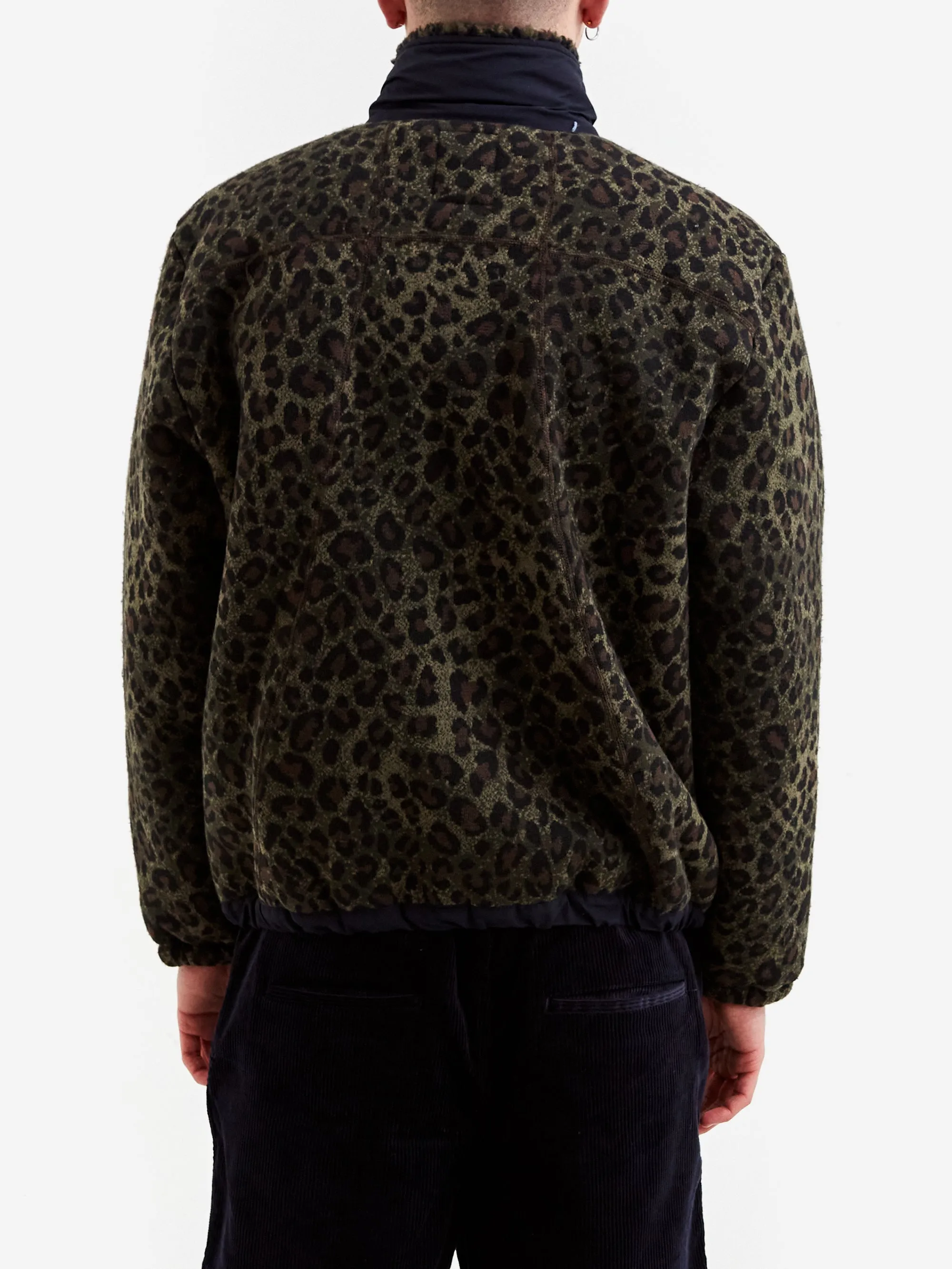 Brain Dead Leopard Reverse Sherpa Jacket - Olive