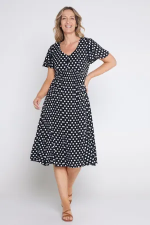 Brighton Dress - Black/White Spot