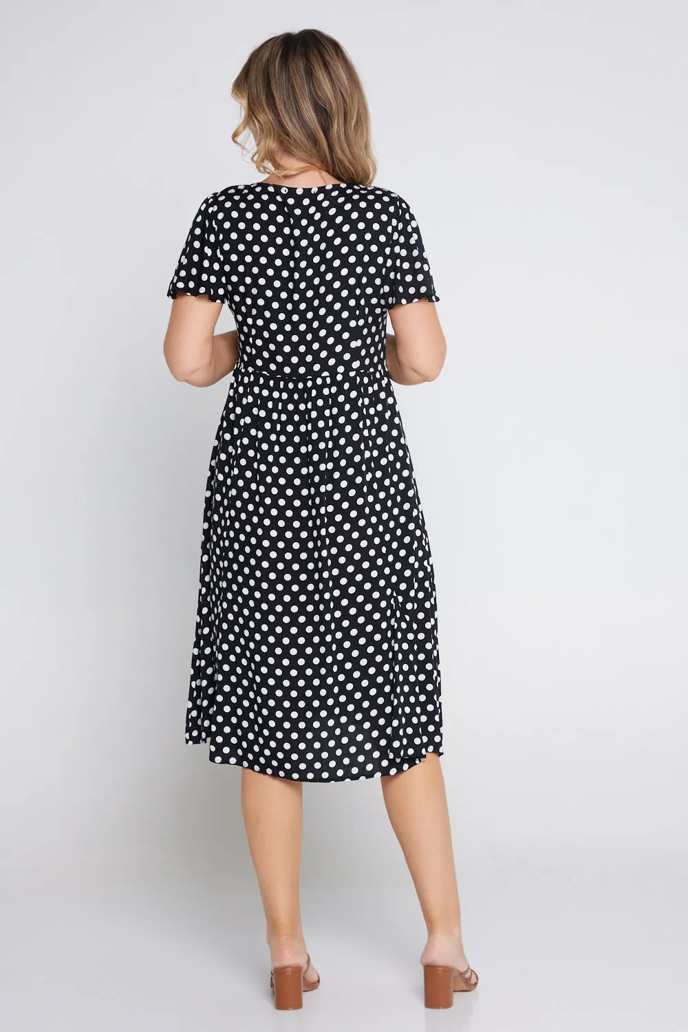 Brighton Dress - Black/White Spot