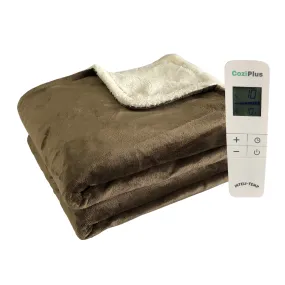 Brown Flannel Sherpa Heated Throw INTELI-TEMP