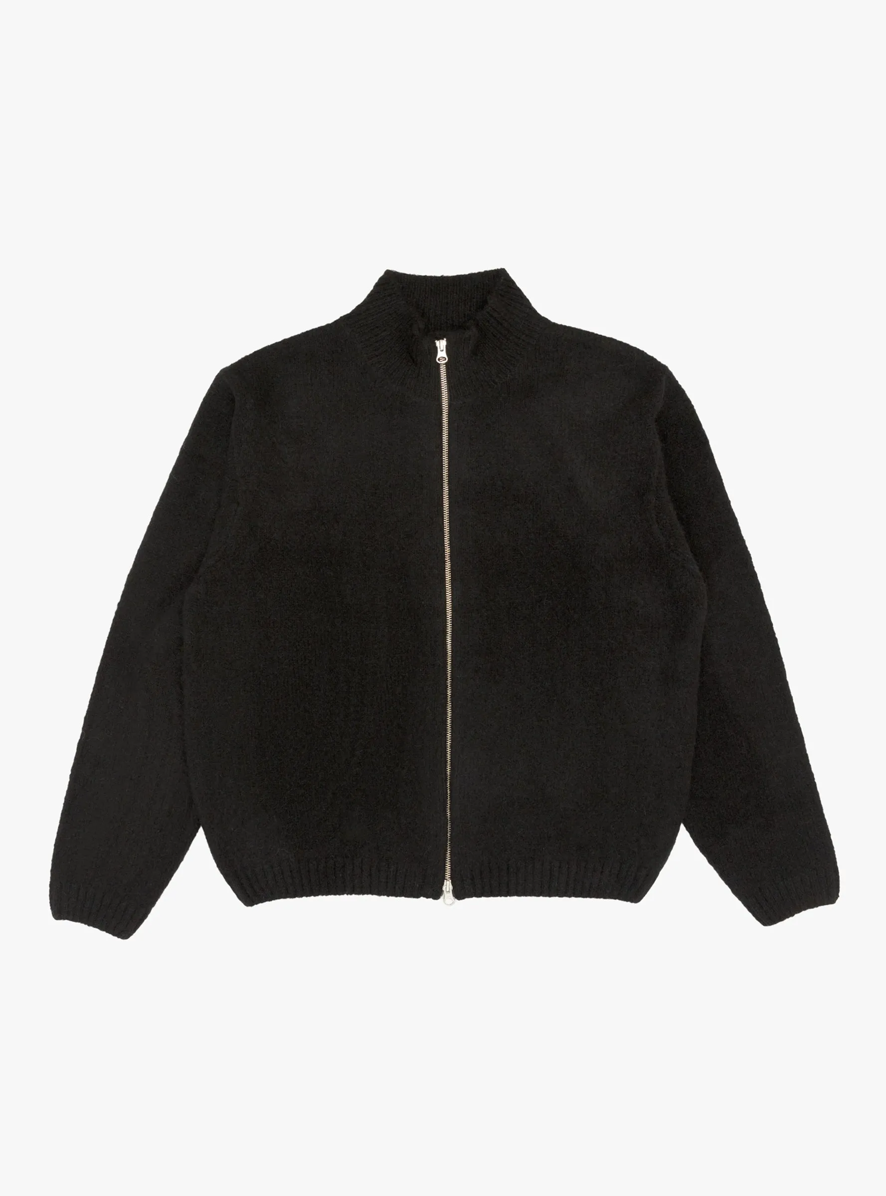 Brushed Mock Full Zip Sweater Black