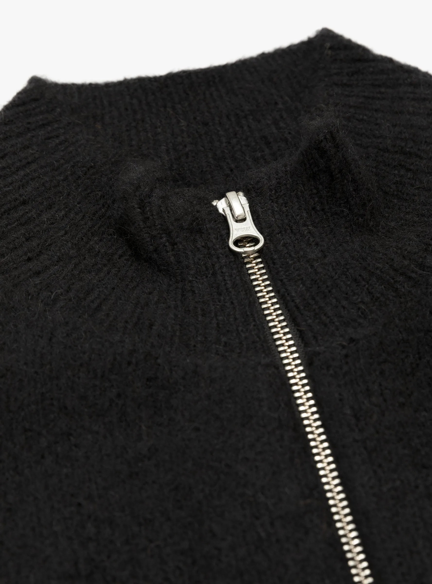 Brushed Mock Full Zip Sweater Black