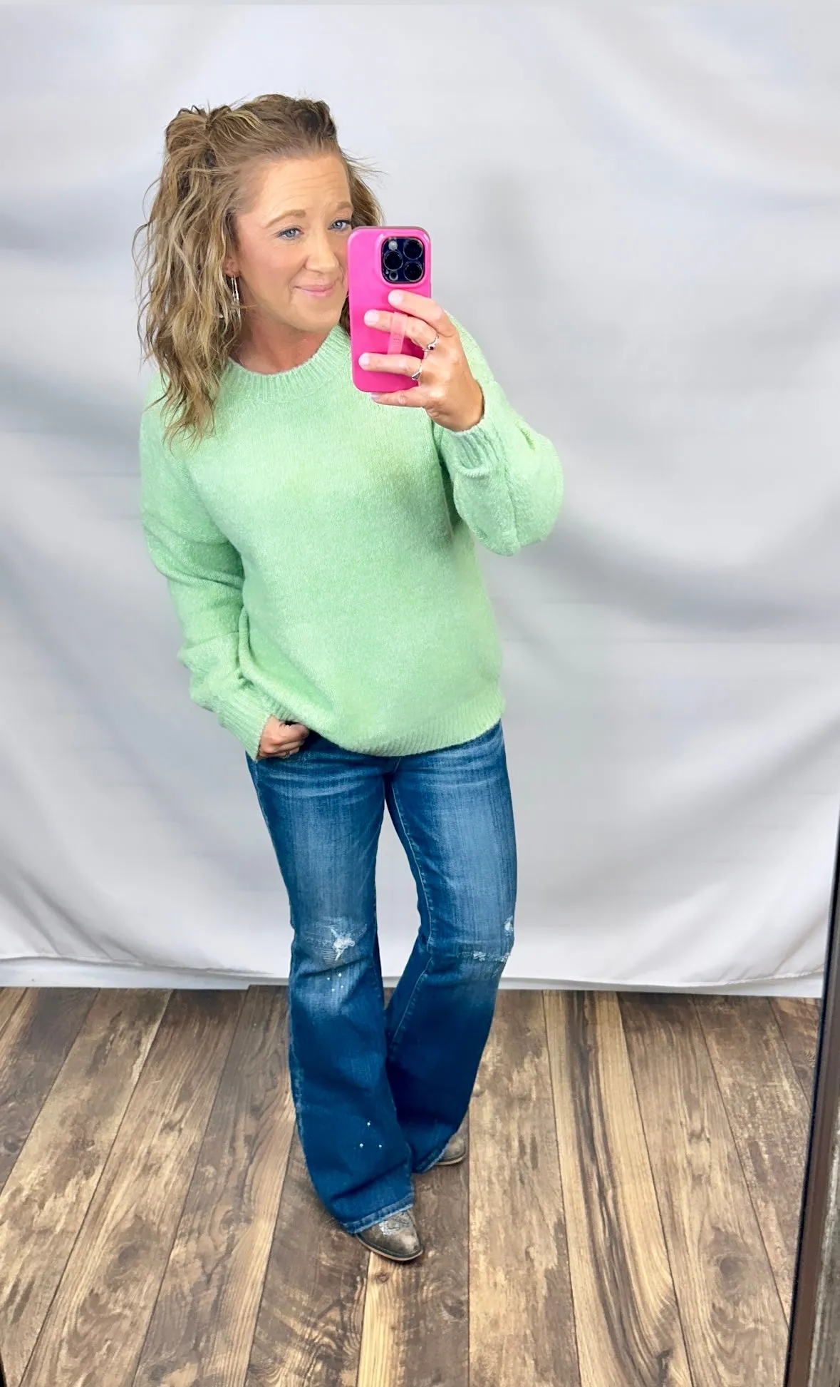 Bt Green 2Tone Pullover Sweater