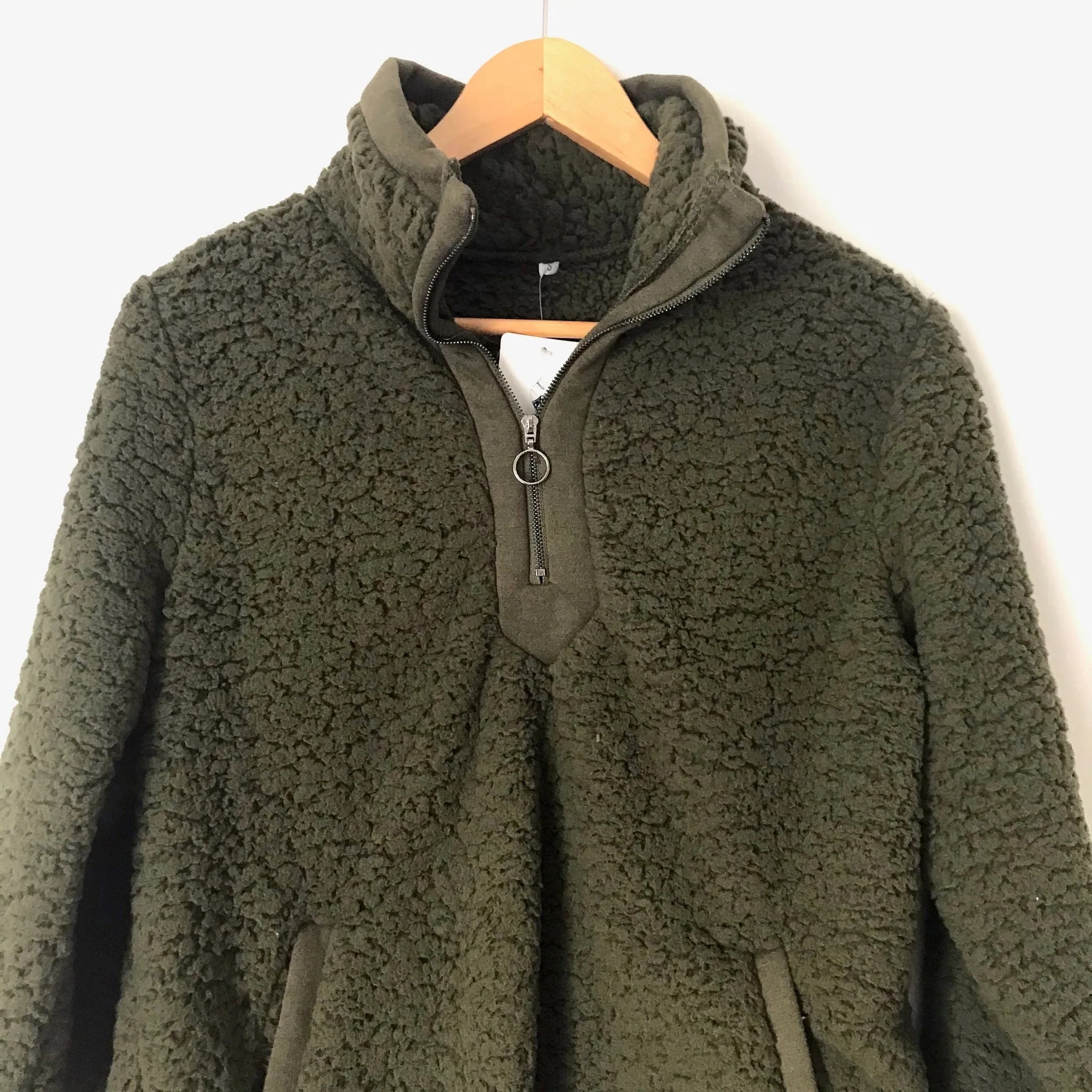 BTFBM Green Quarter Zip Pullover Sherpa Jacket NWT- Size S