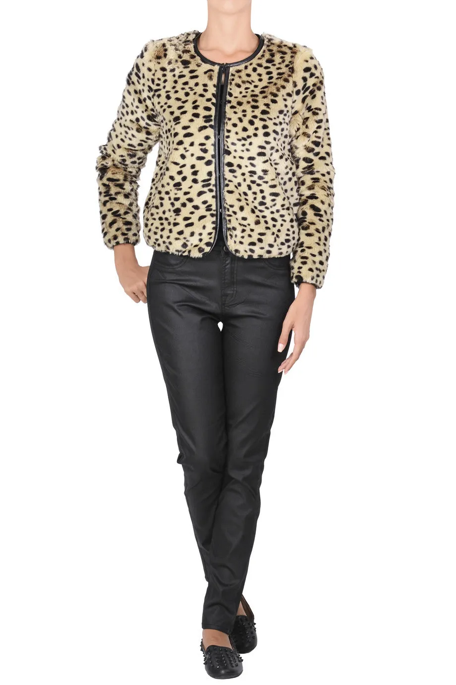 C BLOCK JALIA Leopard Fur Jacket