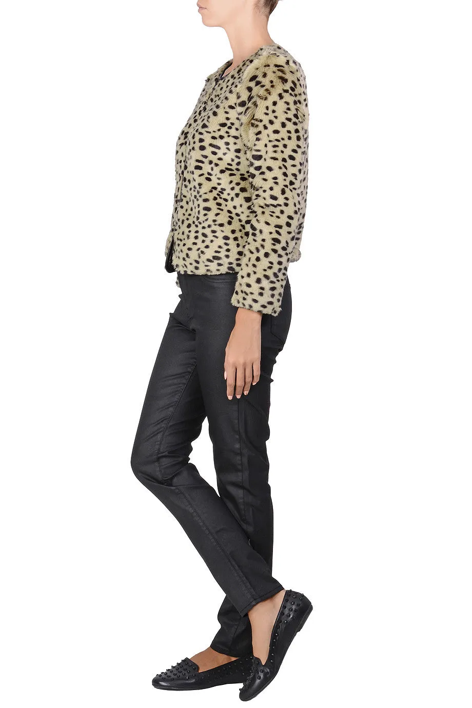 C BLOCK JALIA Leopard Fur Jacket