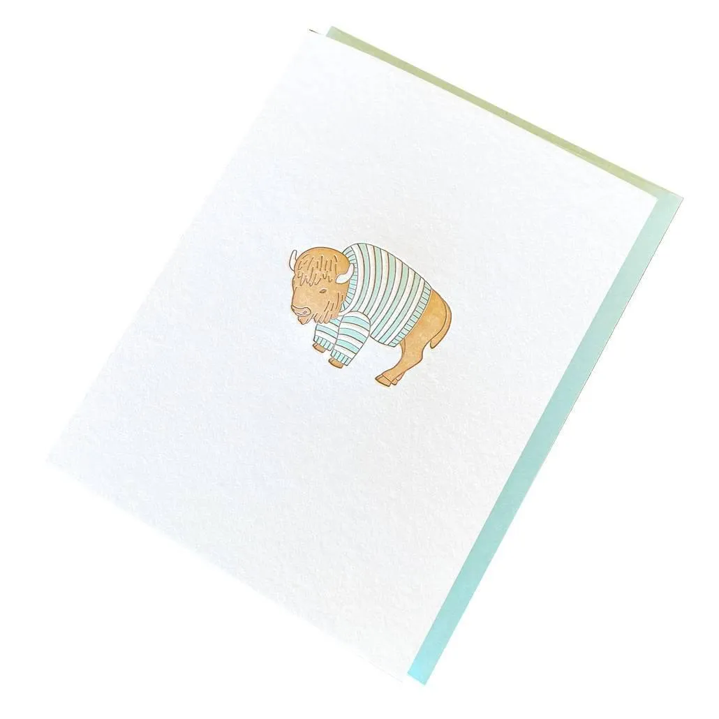 Card - Buffalo in a Sweater Letterpress by Green Bird Press