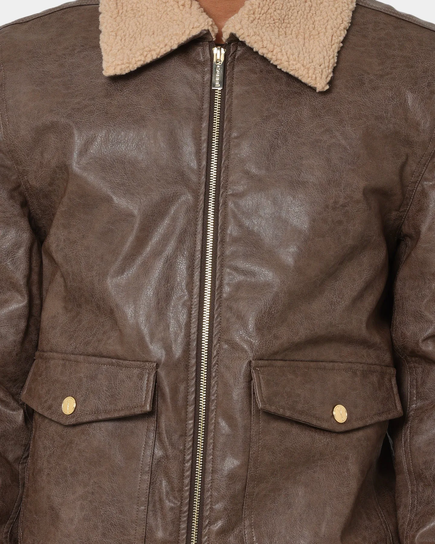 Carré Aviateur Leather Bomber Jacket Stone/Black