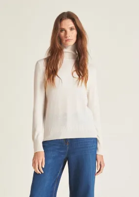 Cashmere Polo Neck Sweater in Snow White