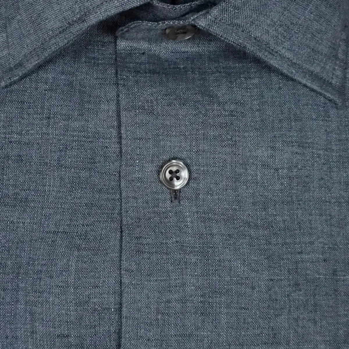 Charcoal Grey Pure Italian Linen Long Sleeve Shirt