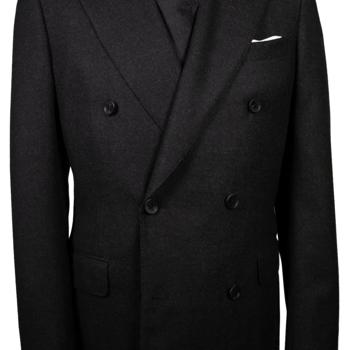 Charcoal Wool Flannel Double-Breasted Suit