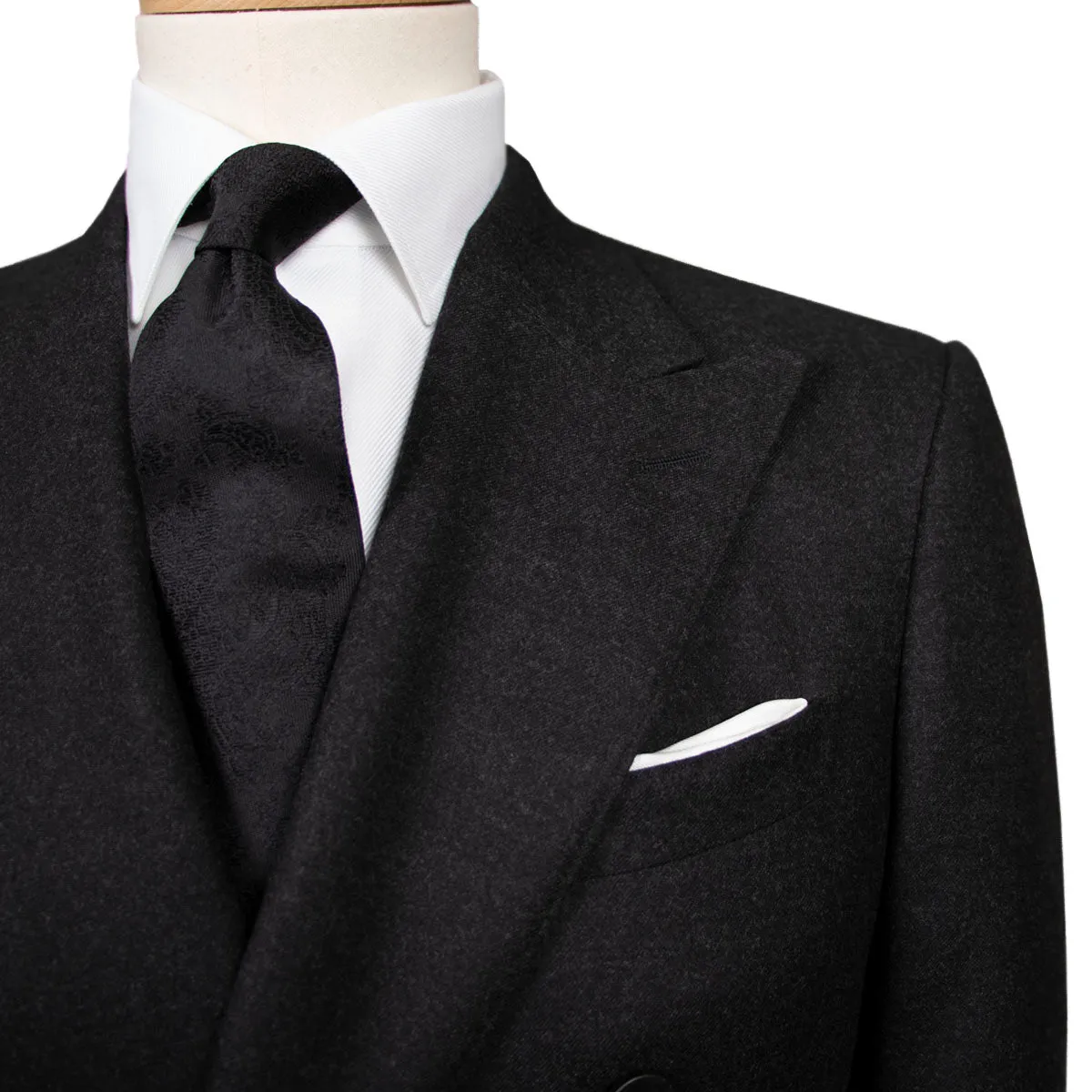 Charcoal Wool Flannel Double-Breasted Suit