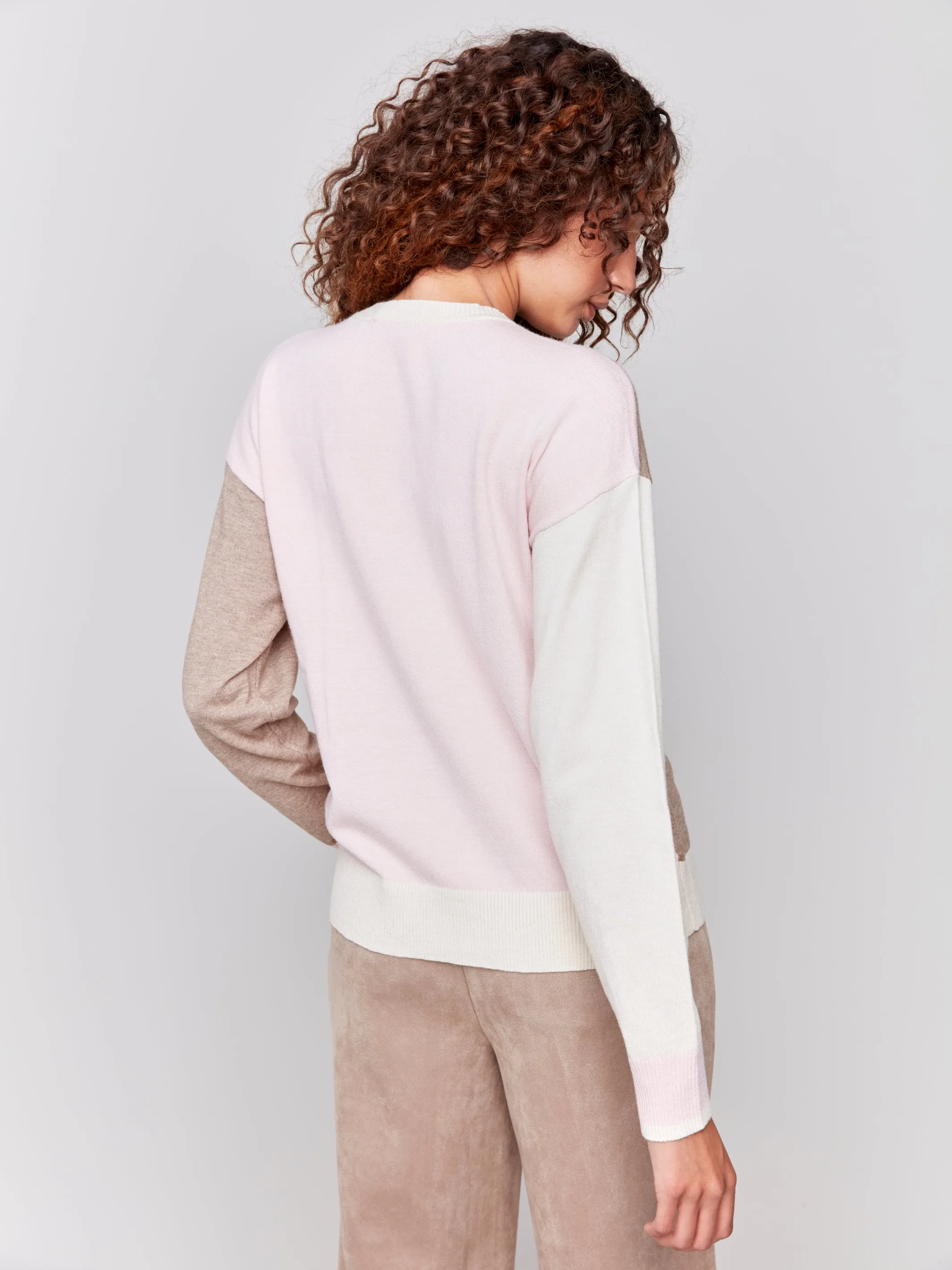 Charlie B Color Block Mock Neck Sweater