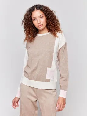 Charlie B Color Block Mock Neck Sweater